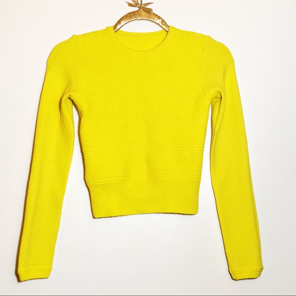 Bright Yellow Fitted Wool Sweater